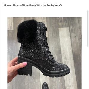 Black glitter boots